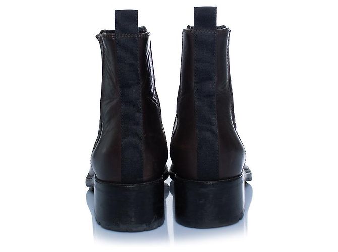 Chanel, botas Chelsea de cuero marrón Castaño - vista 6
