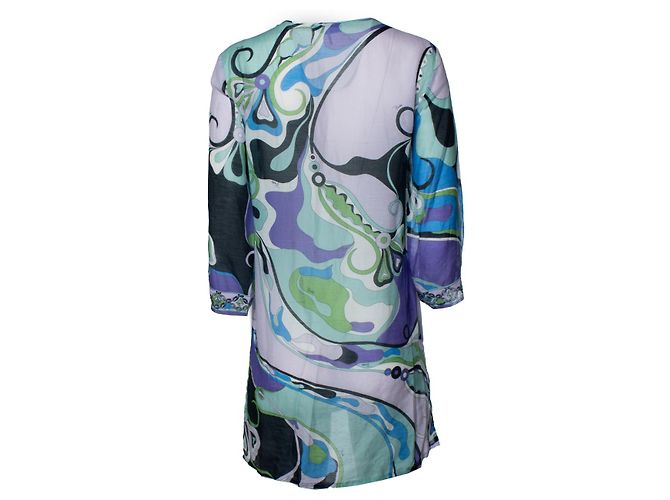 Emilio Pucci, tunica dress grafica blu e viola Porpora - vista 2