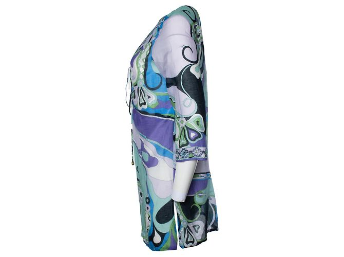 Emilio Pucci, tunica dress grafica blu e viola Porpora - vista 4