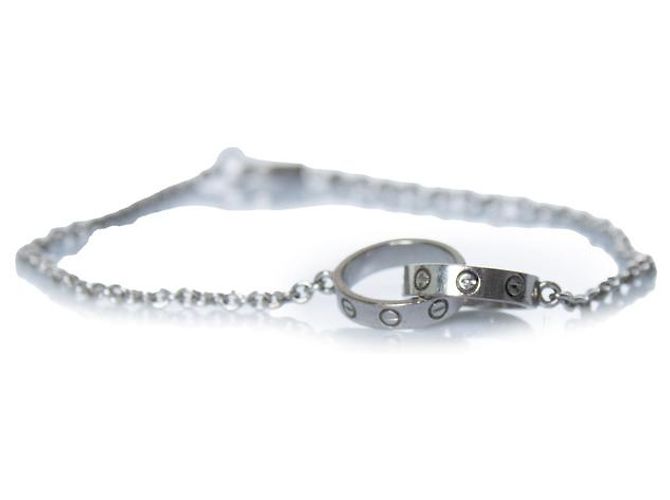Cartier, bracciale Love su una catena in oro bianco Argento - vista 5