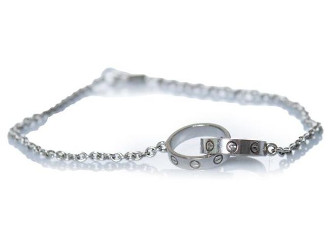 Cartier, bracciale Love su una catena in oro bianco Argento - vista 7