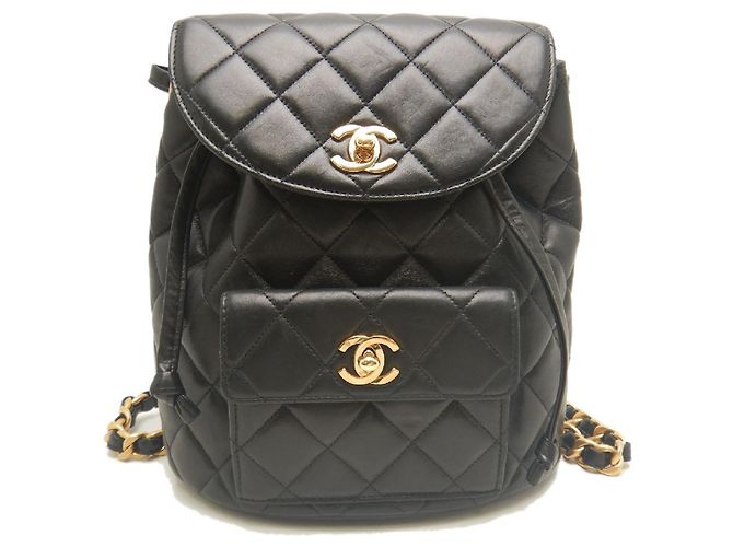 Zaino Chanel Matelassé in agnello nero - vista 2