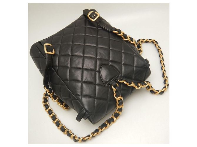 Zaino Chanel Matelassé in agnello nero - vista 3