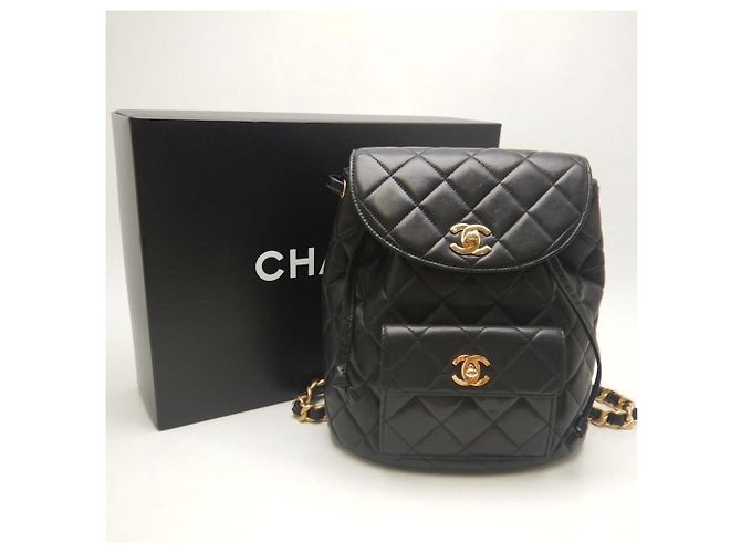 Zaino Chanel Matelassé in agnello nero - vista 7