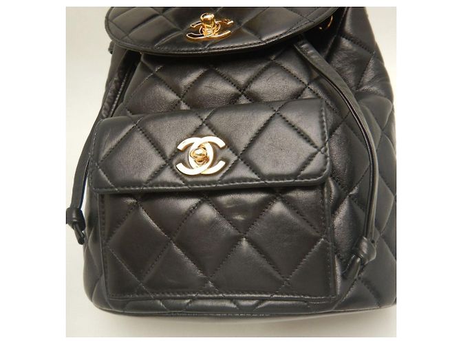 Zaino Chanel Matelassé in agnello nero - vista 9