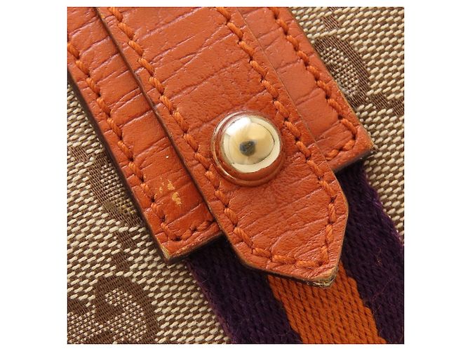 Borsa Tote Mini GUCCI Sherry Line Beige Arancione Porpora - vista 14