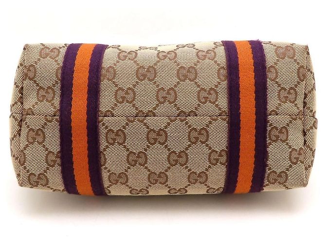 Borsa Tote Mini GUCCI Sherry Line Beige Arancione Porpora - vista 4