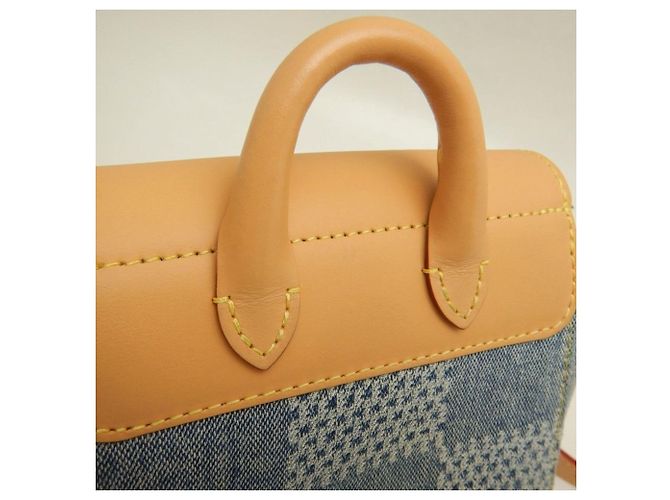 Borsa a tracolla Louis Vuitton Damier Denim 3D Nano Steamer Blu - vista 11