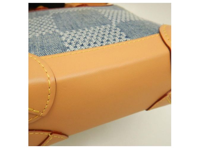 Borsa a tracolla Louis Vuitton Damier Denim 3D Nano Steamer Blu - vista 13