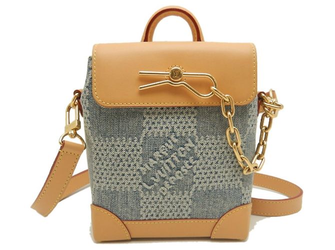 Borsa a tracolla Louis Vuitton Damier Denim 3D Nano Steamer Blu - vista 2