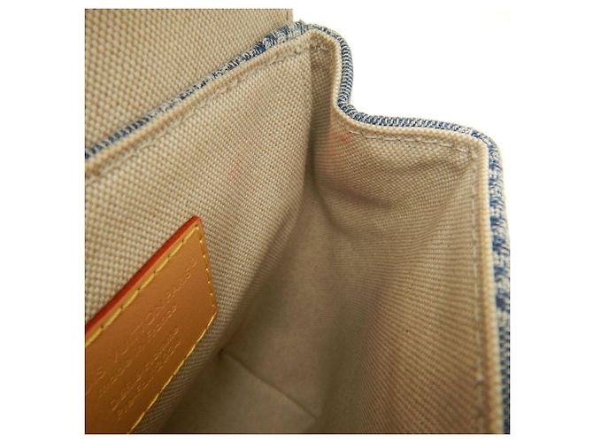 Borsa a tracolla Louis Vuitton Damier Denim 3D Nano Steamer Blu - vista 21