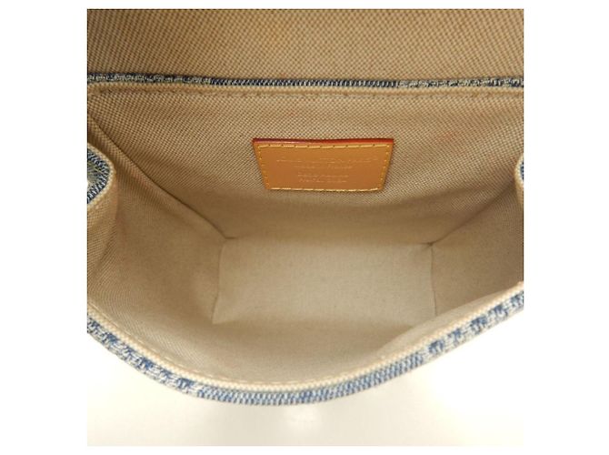 Borsa a tracolla Louis Vuitton Damier Denim 3D Nano Steamer Blu - vista 5