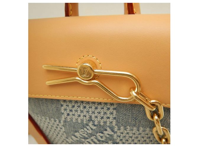 Borsa a tracolla Louis Vuitton Damier Denim 3D Nano Steamer Blu - vista 9