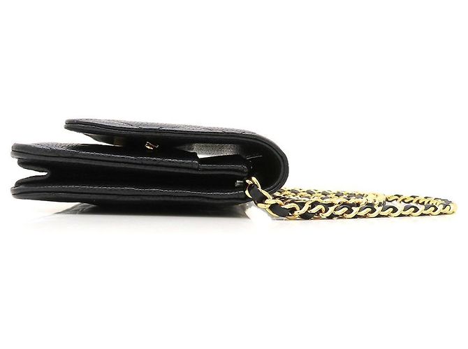 Wallet a catena in pelle di vitello martellata nera Chanel Nero - vista 3