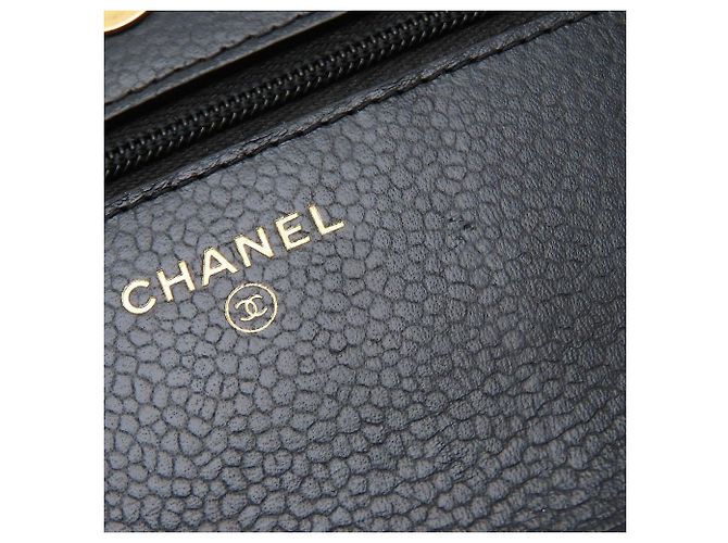 Portafoglio con catena in pelle di vitello martellata nera Chanel Nero - vista 13