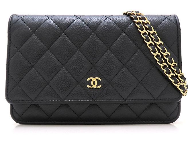 Portafoglio con catena in pelle di vitello martellata nera Chanel Nero - vista 2