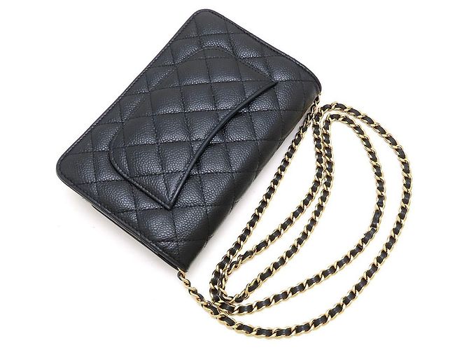 Portafoglio con catena in pelle di vitello martellata nera Chanel Nero - vista 5