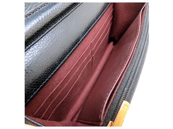 Portafoglio con catena in pelle di vitello martellata nera Chanel Nero - vista 6