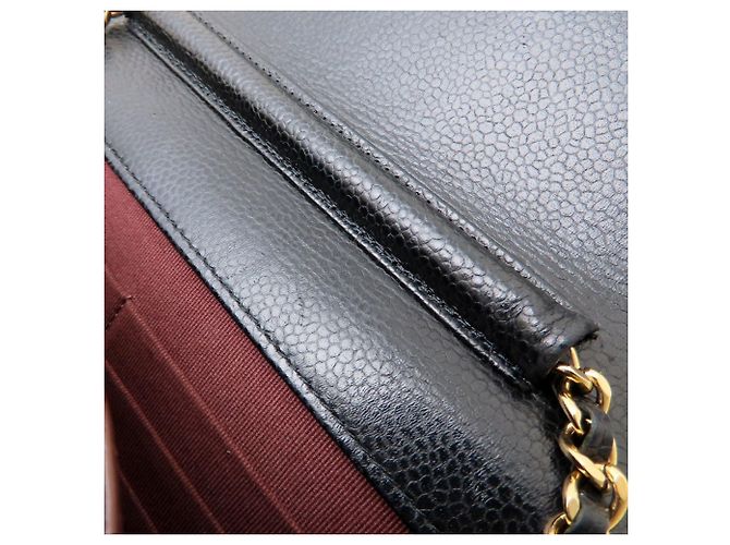Portafoglio con catena in pelle di vitello martellata nera Chanel Nero - vista 7