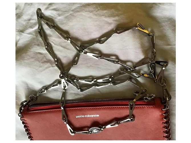 Paco Rabanne Borsa a tracolla in pelle arancione - vista 4