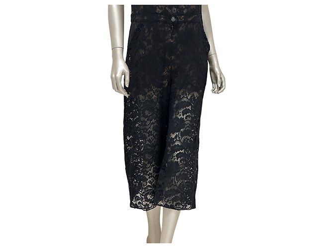 Timeless Chanel Schwarzer Spitzen-Abendjumpsuit - Größe 44 Gebraucht - Ansicht 2