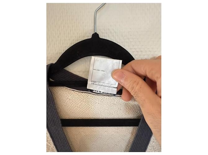 Chanel Strickjacke V-Ausschnitt Beige Dunkelblau - Ansicht 7