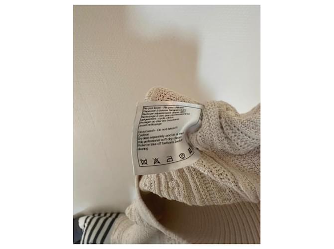 Chanel Strickjacke V-Ausschnitt Beige Dunkelblau - Ansicht 9