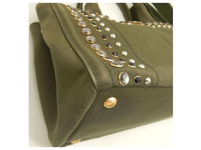 PRADA Canapa Tote PM Bijou B2439O Bolsa Verde Caqui - vista 10