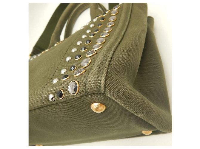 PRADA Canapa Tote PM Bijou B2439O Bolsa Verde Caqui - vista 11