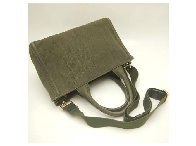 PRADA Canapa Tote PM Bijou B2439O Bolsa Verde Caqui - vista 4