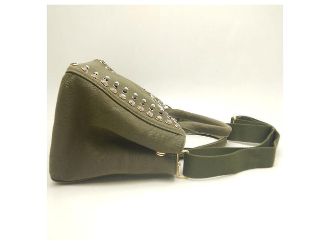 PRADA Canapa Tote PM Bijou B2439O Bolsa Verde Caqui - vista 6