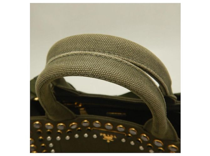 PRADA Canapa Tote PM Bijou B2439O Bolsa Verde Caqui - vista 9