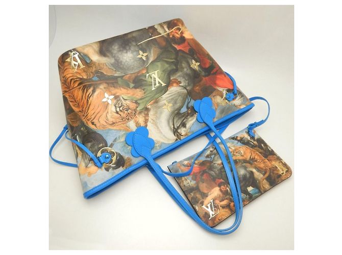 Borsa Tote Louis Vuitton Masters Collection Monogram Certy Neverfull MM Blu - vista 3