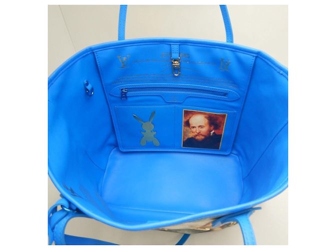 Borsa Tote Louis Vuitton Masters Collection Monogram Certy Neverfull MM Blu - vista 4