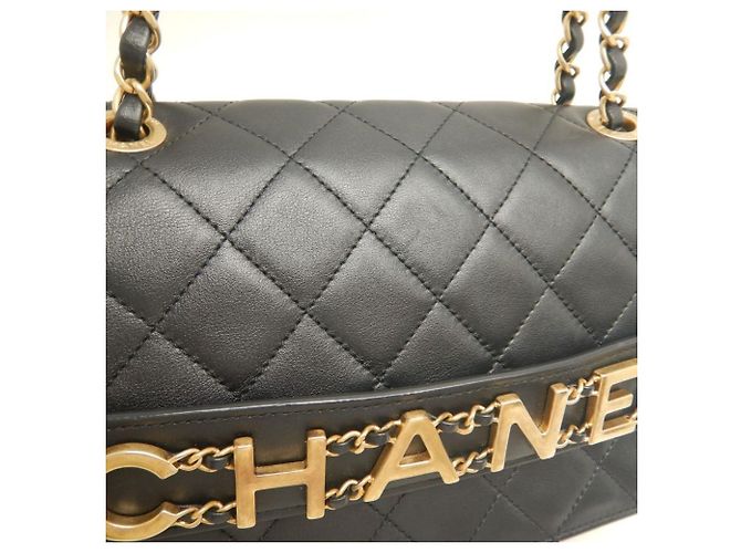 Borsa a tracolla Chanel in agnello nero - vista 10