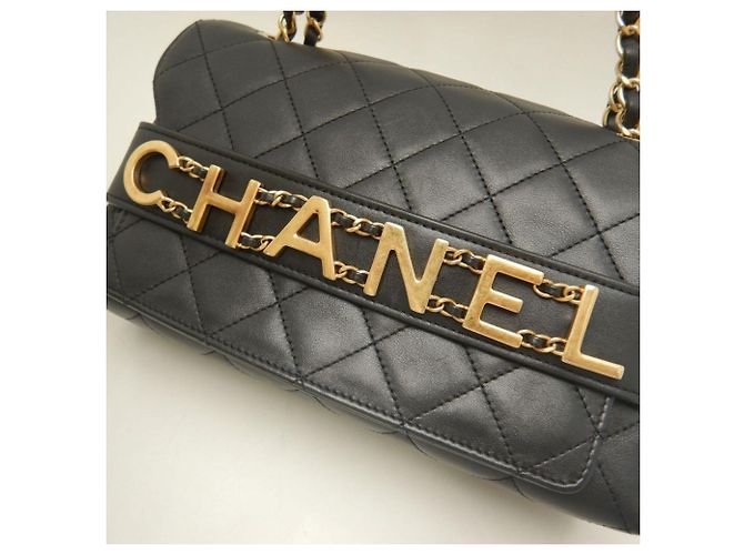 Borsa a tracolla Chanel in agnello nero - vista 11