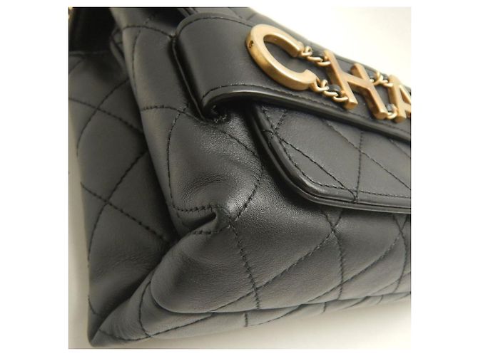 Borsa a tracolla Chanel in agnello nero - vista 16