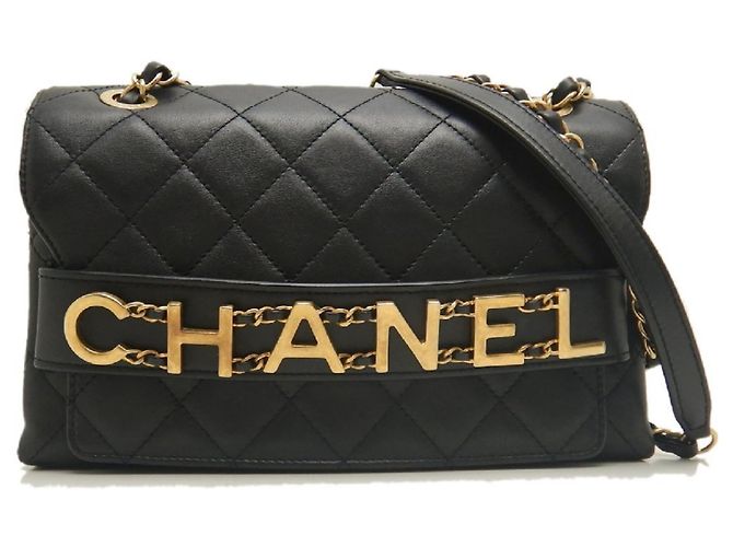 Borsa a tracolla Chanel in agnello nero - vista 2