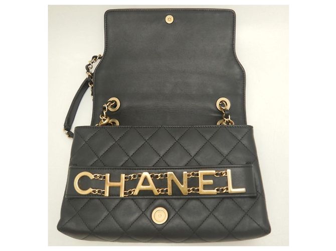 Borsa a tracolla Chanel in agnello nero - vista 4