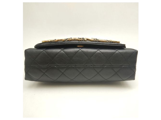 Borsa a tracolla Chanel in agnello nero - vista 7