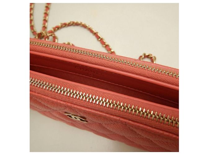 Borsa a tracolla Chanel in pelle di vitello granulata rosa - vista 10