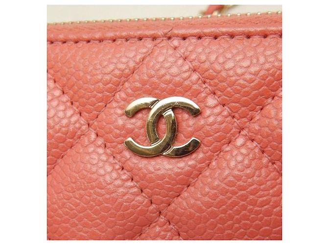 Borsa a tracolla Chanel in pelle di vitello granulata rosa - vista 12
