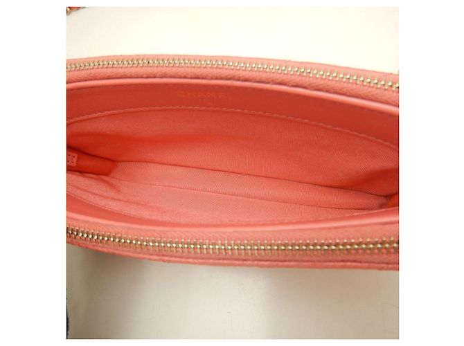 Borsa a tracolla Chanel in pelle di vitello granulata rosa - vista 14