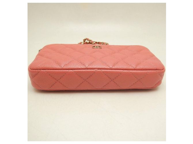 Borsa a tracolla Chanel in pelle di vitello granulata rosa - vista 5