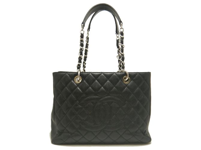 Timeless Borsa Tote Chanel in pelle di vitello martellata nera con catena Nero - vista 2