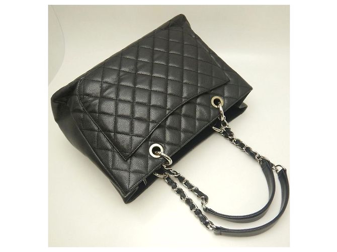 Timeless Borsa Tote Chanel in pelle di vitello martellata nera con catena Nero - vista 3