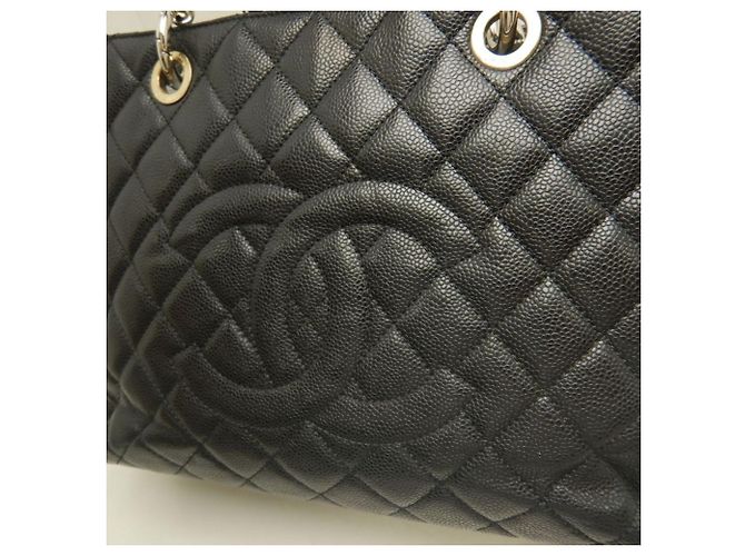Timeless Borsa Tote Chanel in pelle di vitello martellata nera con catena Nero - vista 8