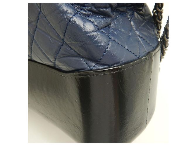 Borsa a Spalla Gabrielle de Chanel Nero Blu navy - vista 13