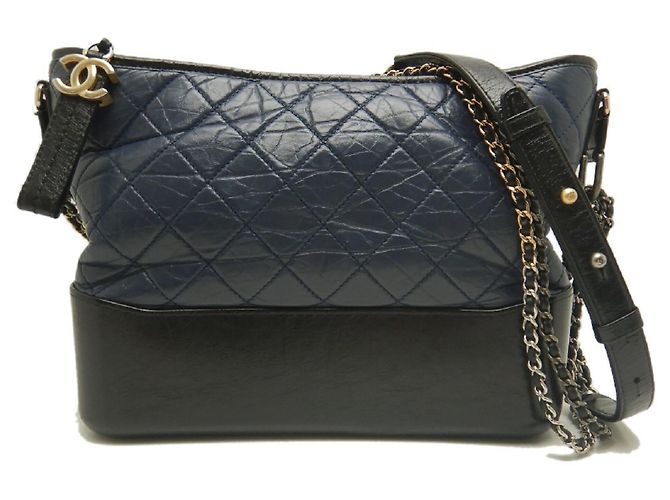 Borsa a Spalla Gabrielle de Chanel Nero Blu navy - vista 2