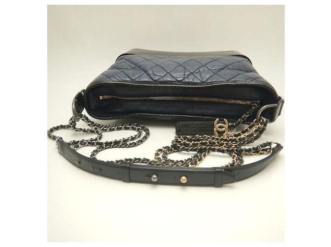 Borsa a Spalla Gabrielle de Chanel Nero Blu navy - vista 3